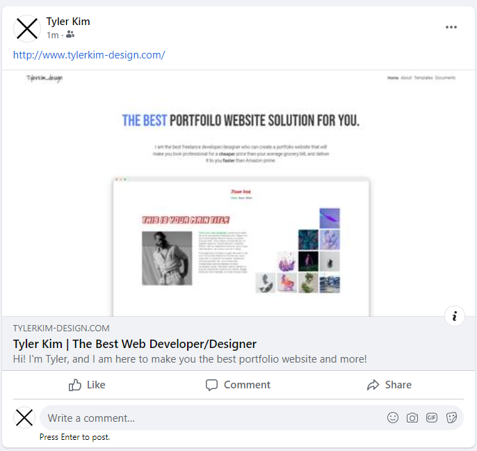 shared link with og tags on facebook